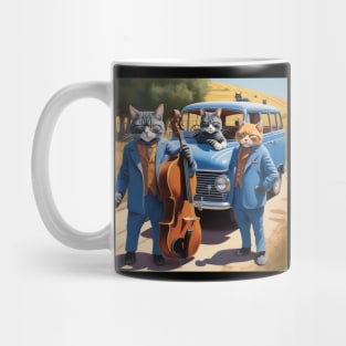 A Blues Band of cats from the 1960s taking a break from being on the road to their next gig. Mug